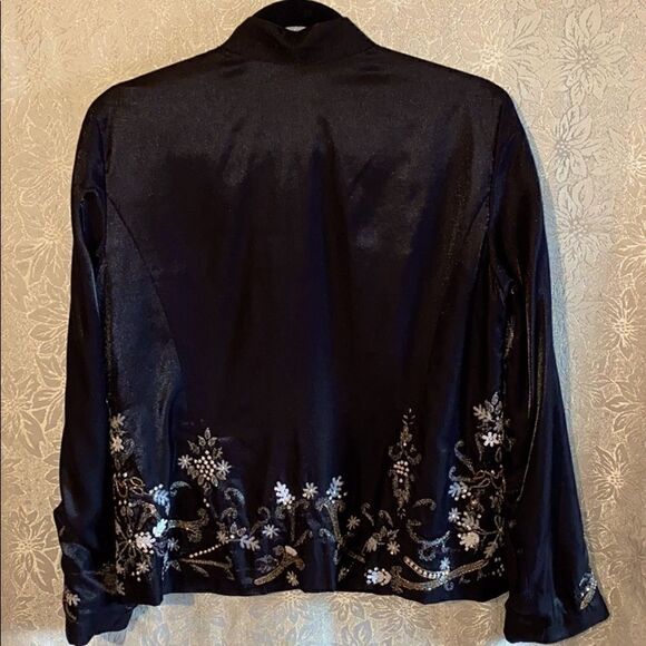 Chico’s sparkle beaded black subtle shimmer jacket - Picture 2 of 10